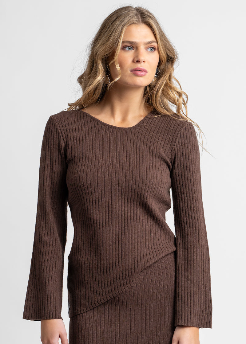 POLERA TEJIDA ALEXIA café