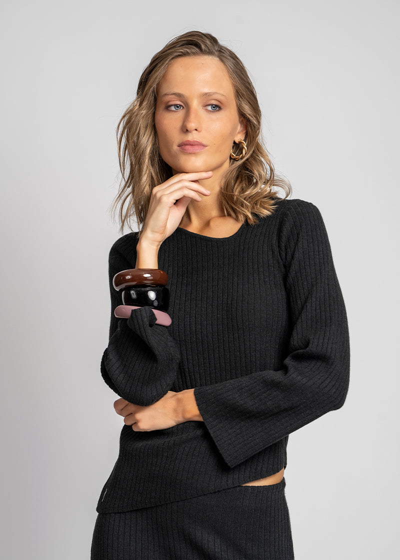 POLERA TEJIDA ALEXIA negro