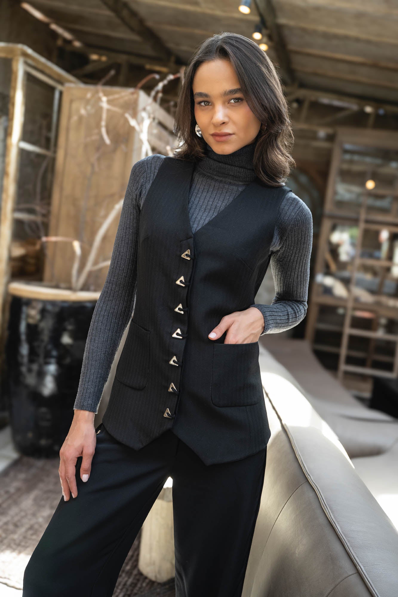VEST MANHATTAN negro
