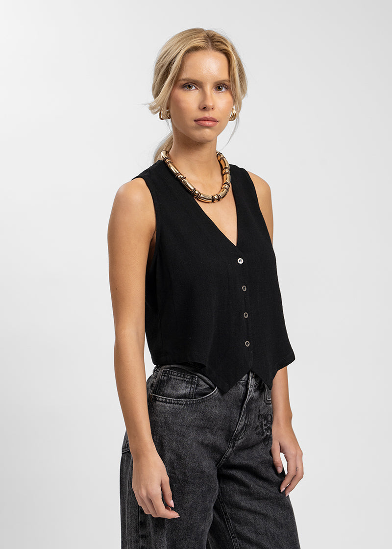 VEST PIPA Lino negro