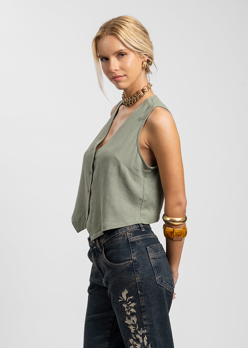 VEST PIPA Lino verde