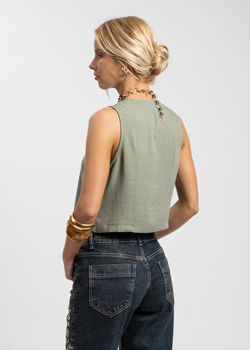 VEST PIPA Lino verde