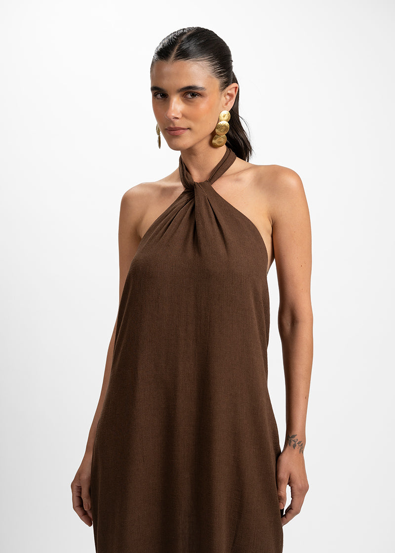 VESTIDO MARGA Lino chocolate