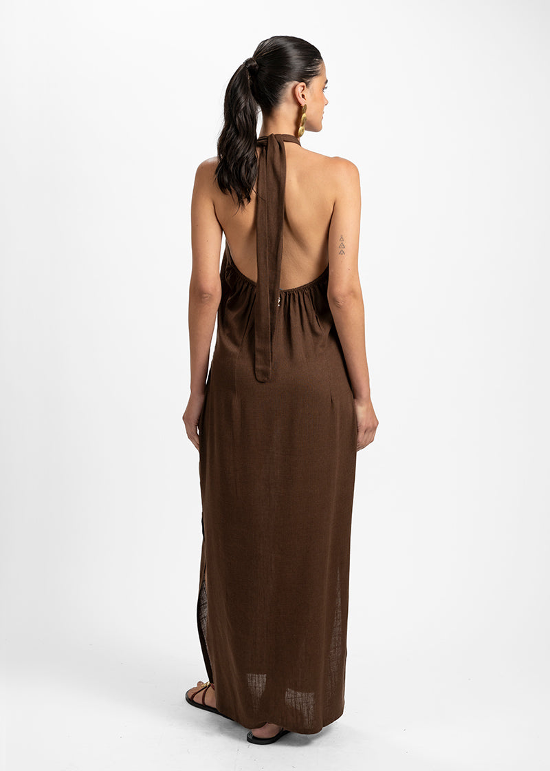 VESTIDO MARGA Lino chocolate