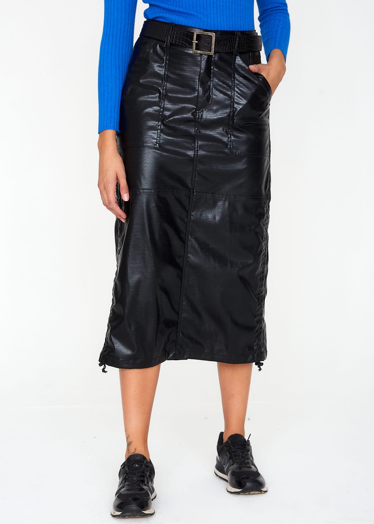 FALDA JESS efecto cuero negro