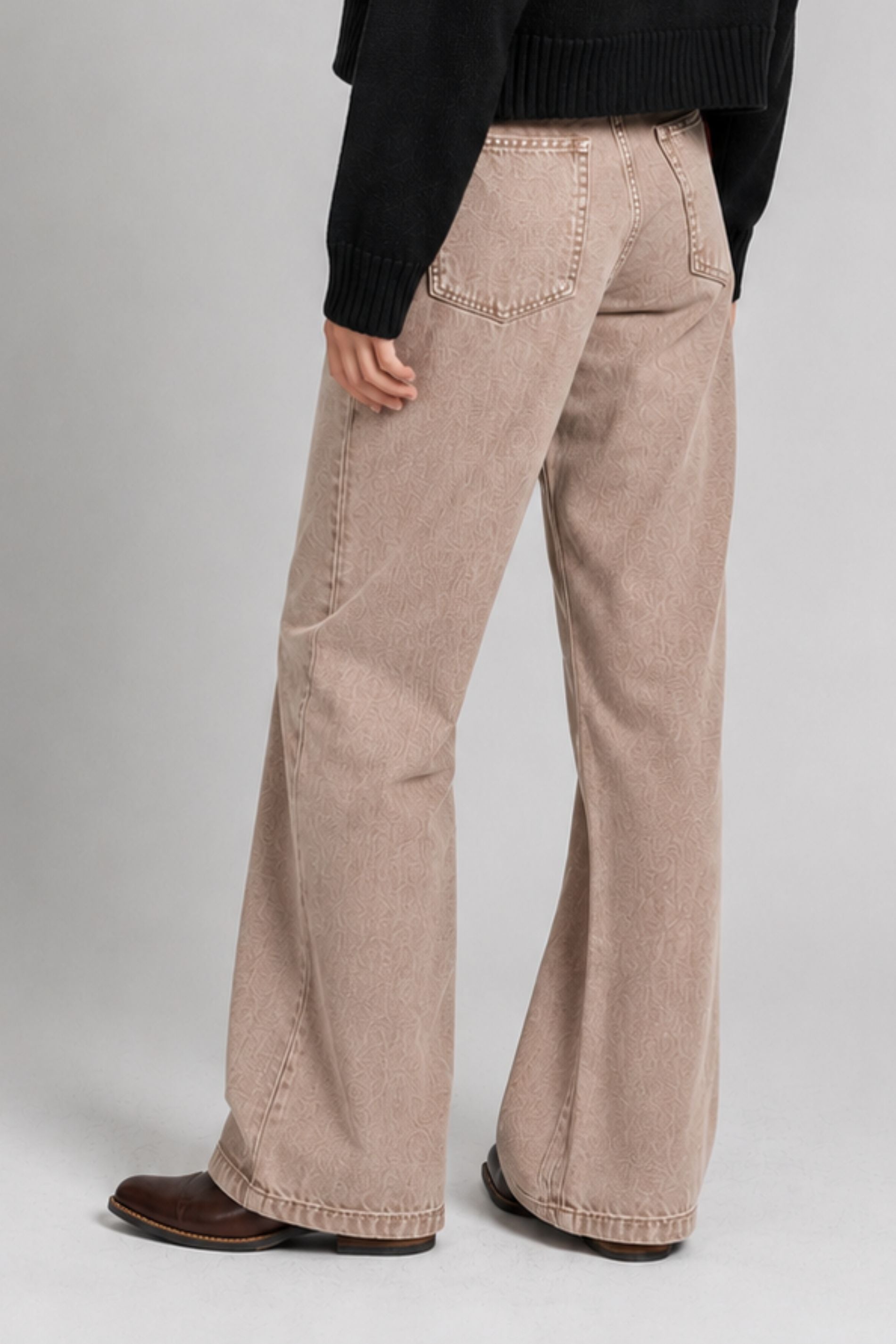 JEANS WIDE LEG TIRO ALTO TALI beige