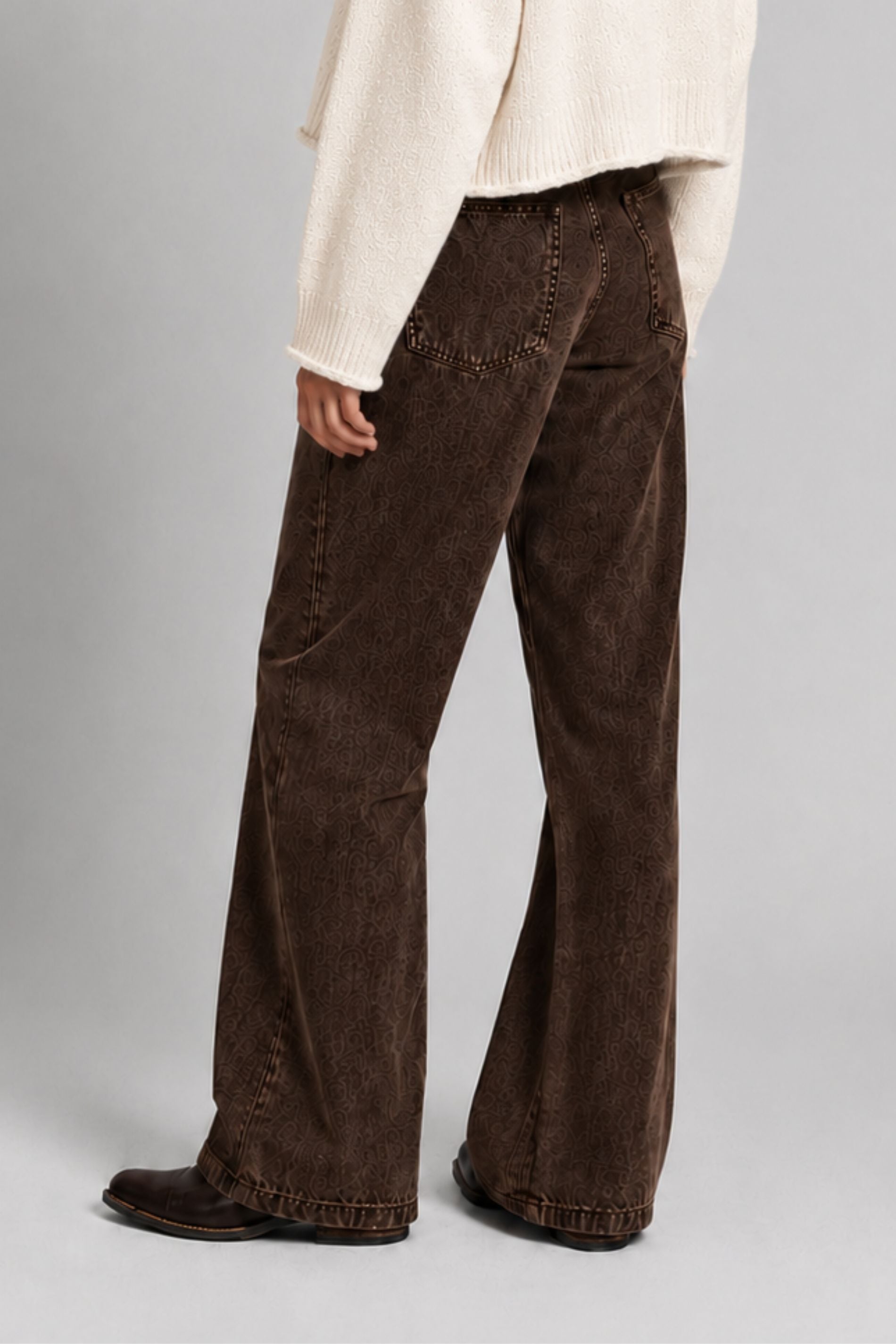 JEANS WIDE LEG TIRO ALTO TALI chocolate