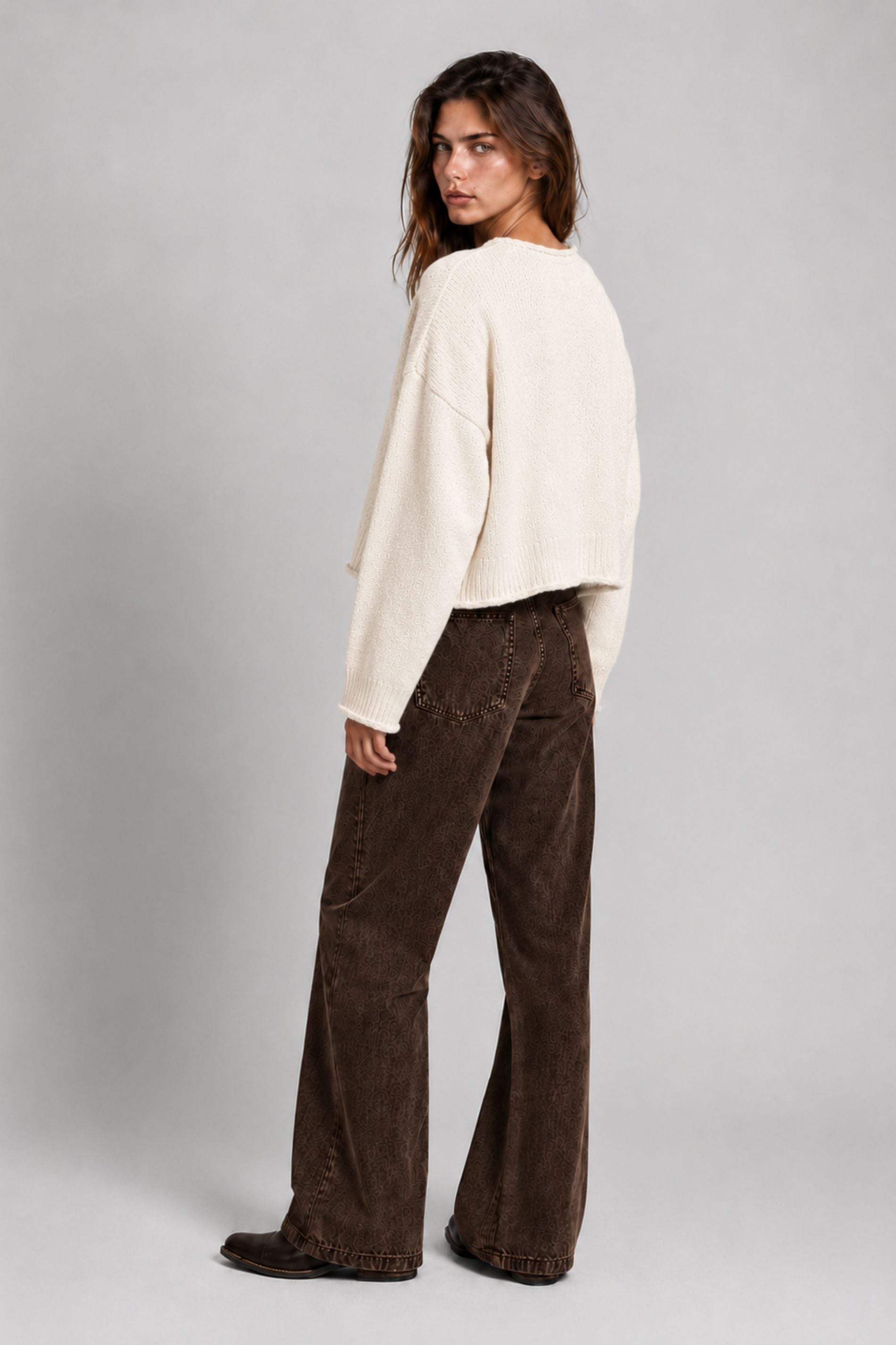 JEANS WIDE LEG TIRO ALTO TALI chocolate