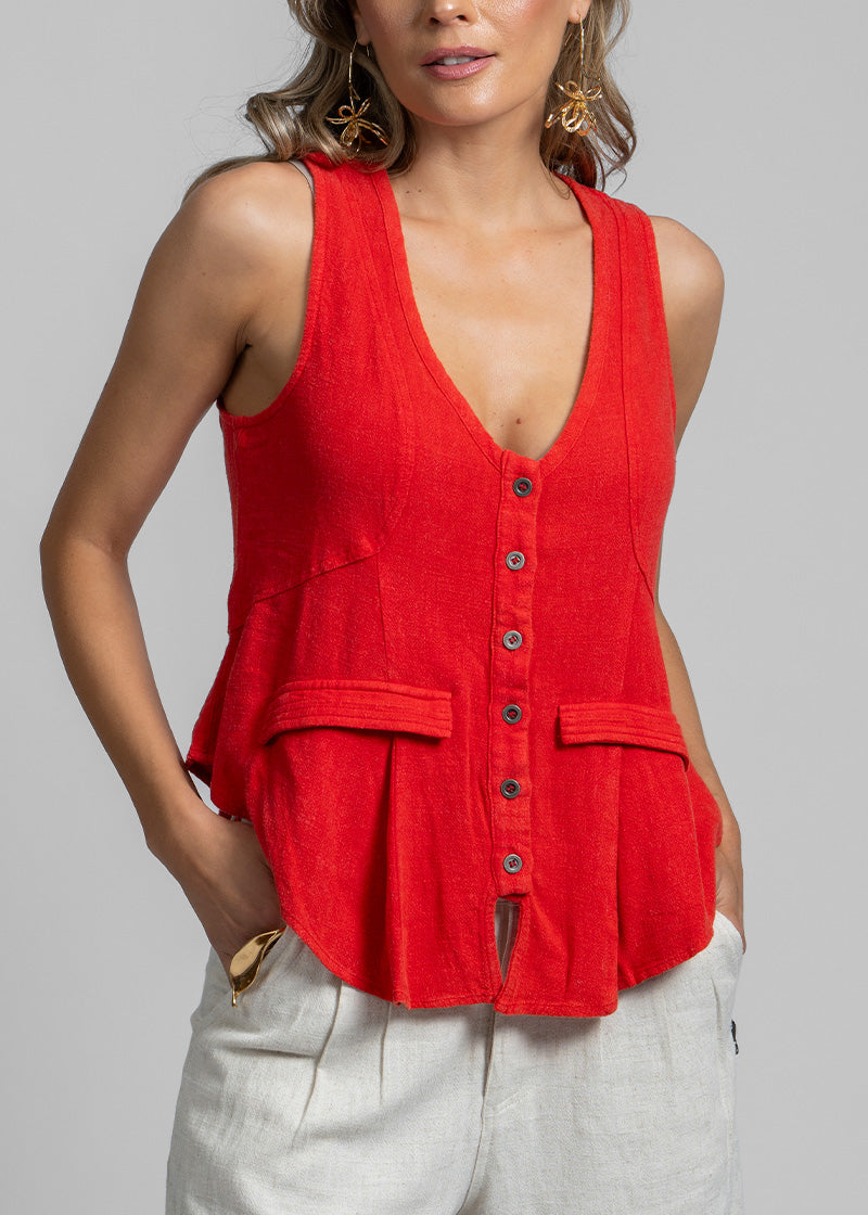 VEST HIPPIE JO Lino rojo