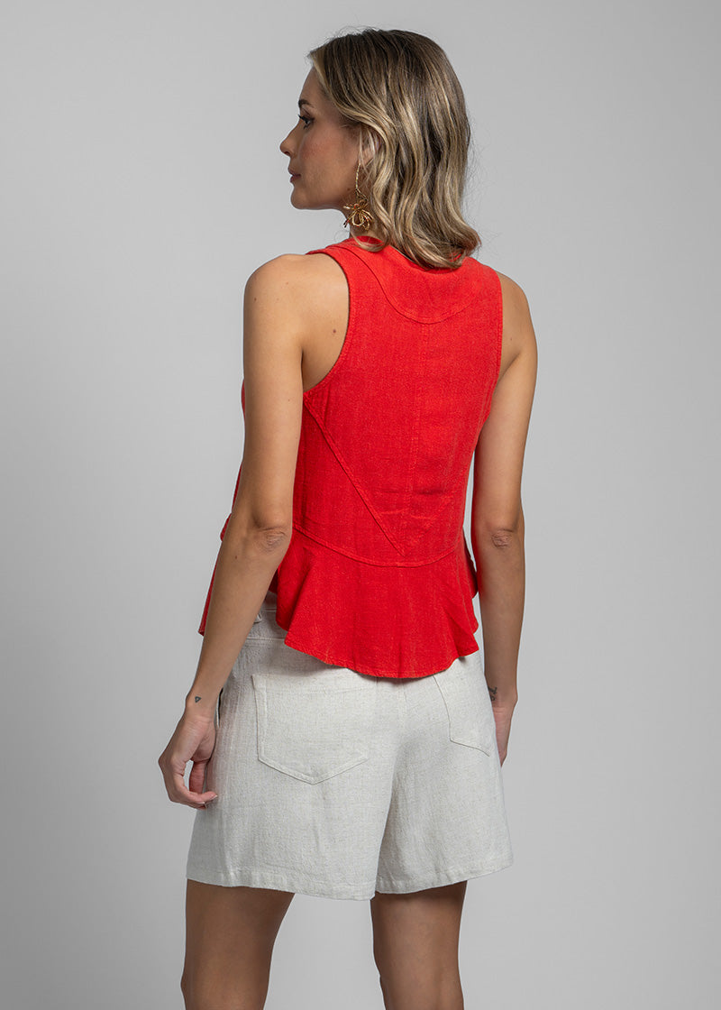 VEST HIPPIE JO Lino rojo