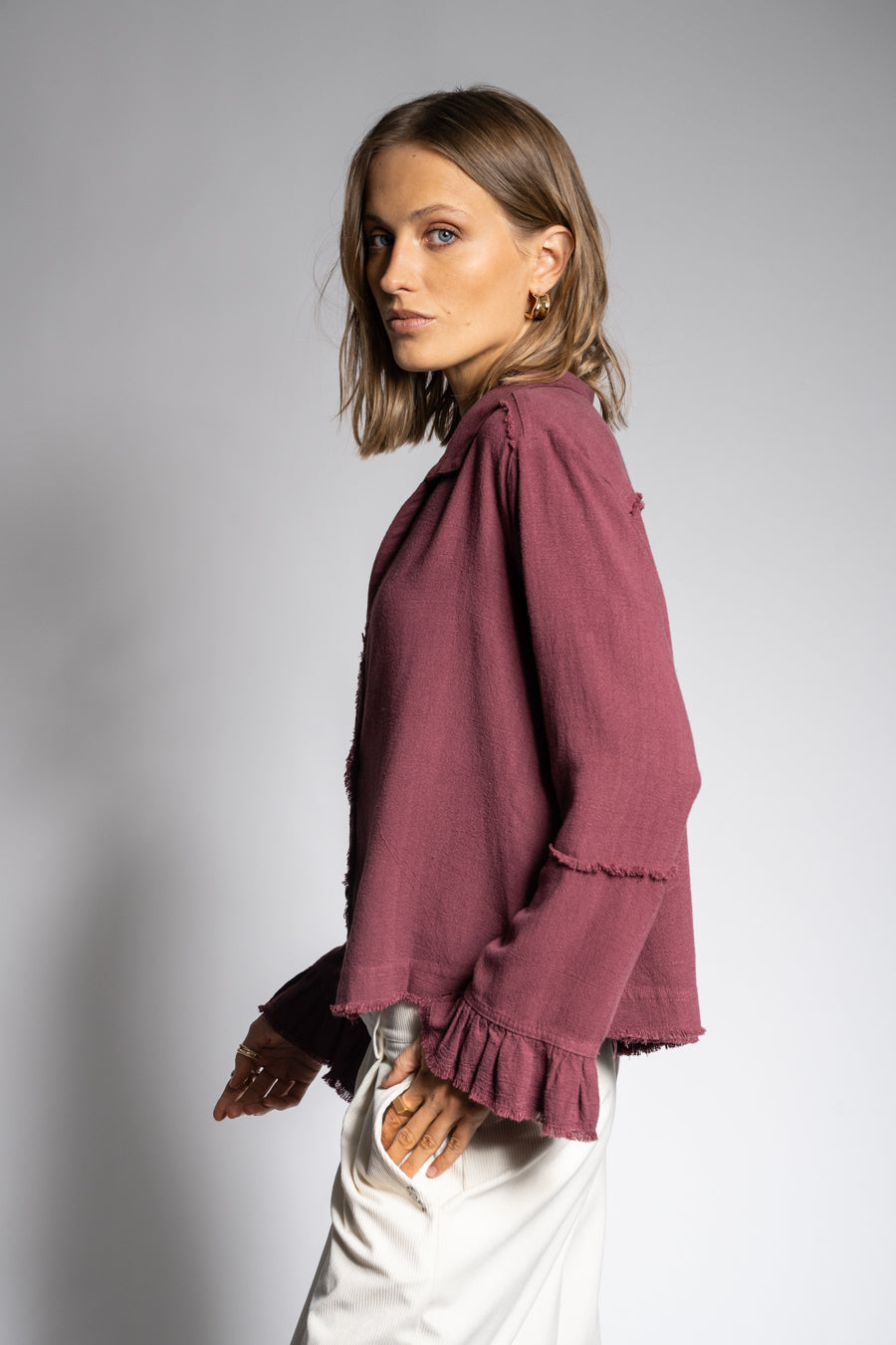BLUSA SOLE Lino burdeo