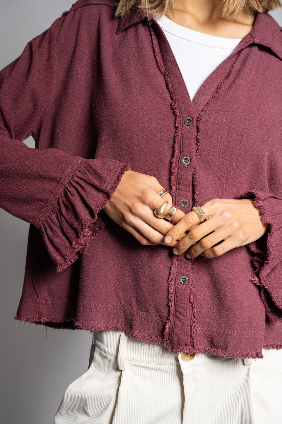 BLUSA SOLE Lino burdeo