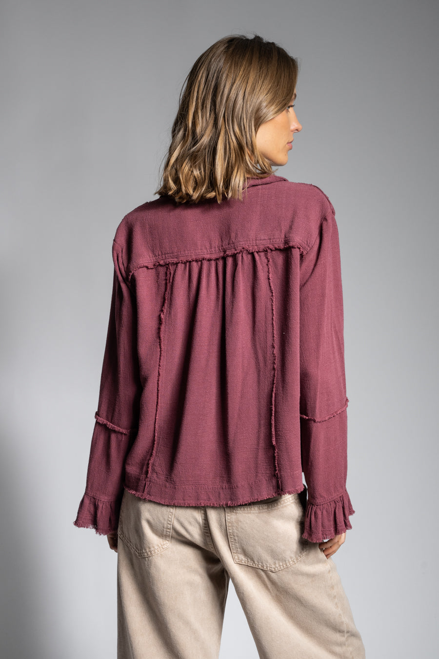 BLUSA SOLE Lino burdeo
