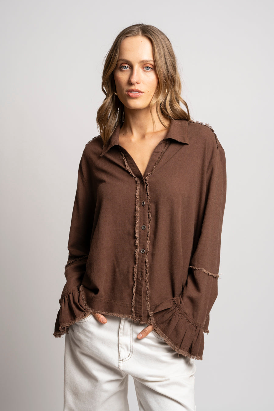 BLUSA SOLE Lino chocolate