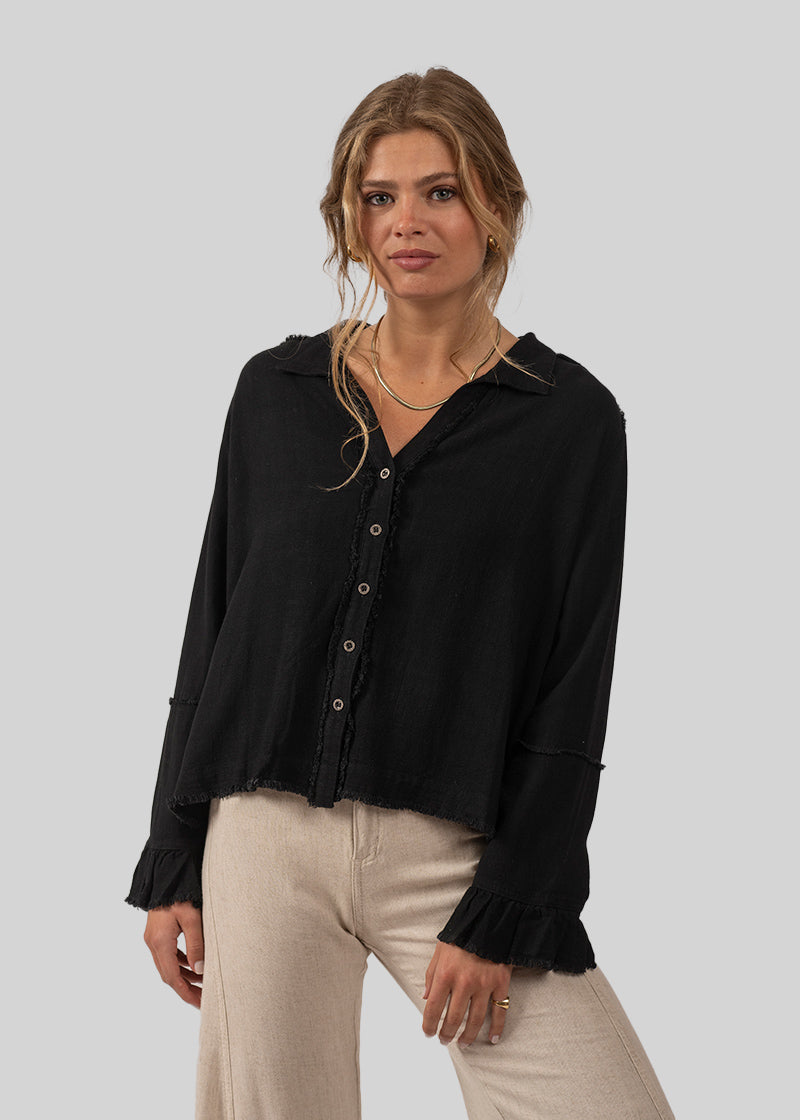 BLUSA SOLE Lino negro