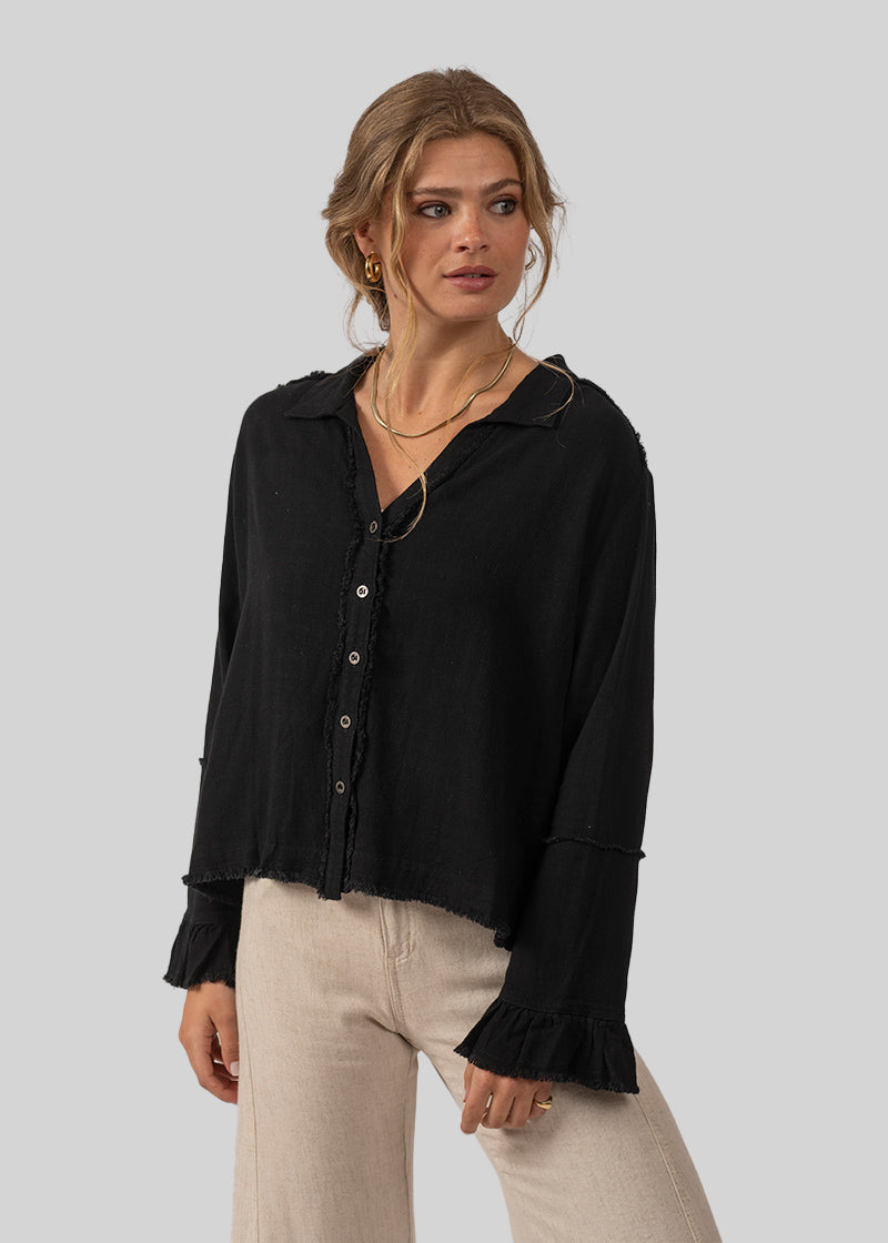 BLUSA SOLE Lino negro