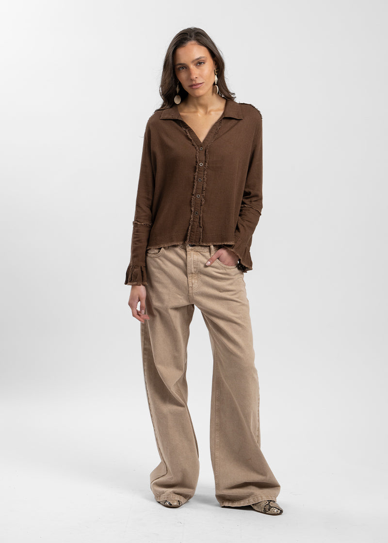 BLUSA SOLE Lino chocolate