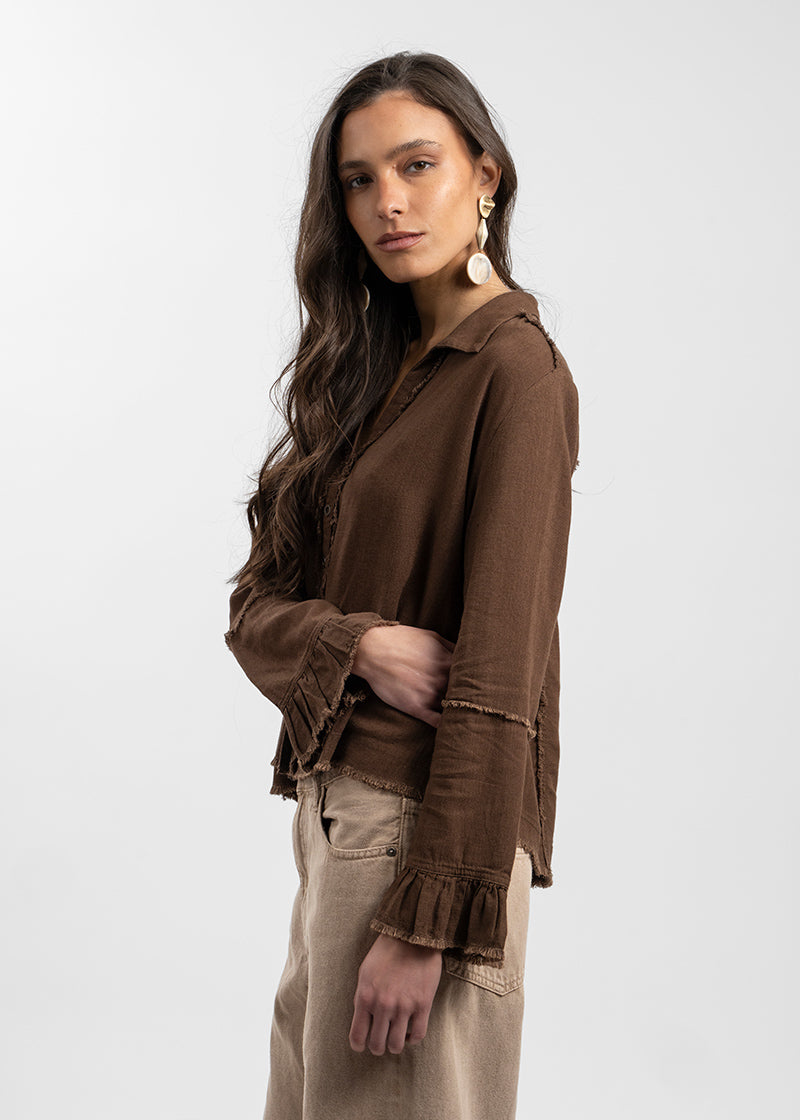 BLUSA SOLE Lino chocolate
