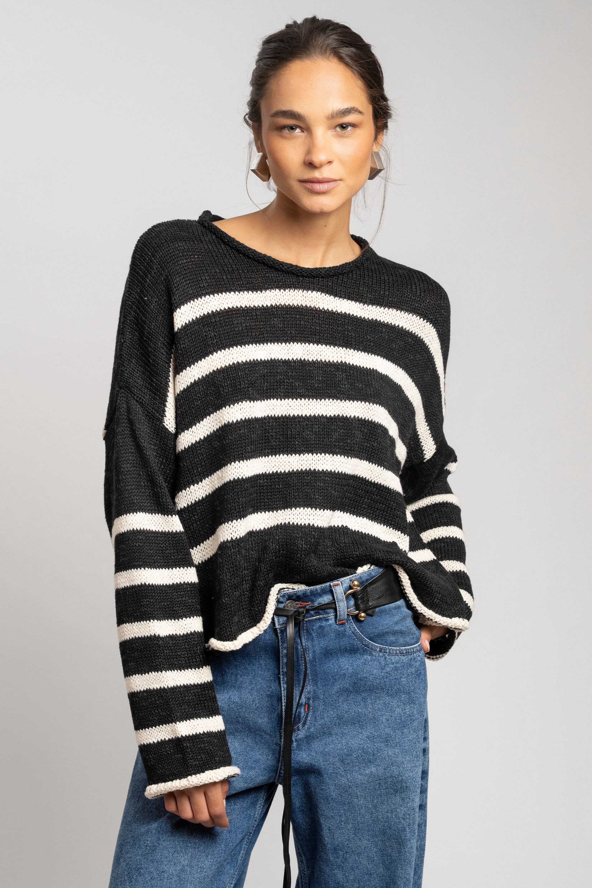 CHALECO BREDA negro/crudo