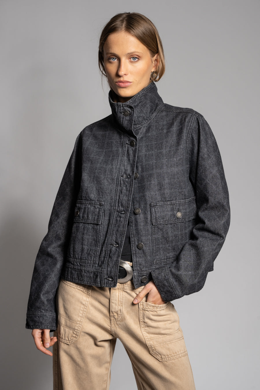 CHAQUETA TESSA CHECKS marengo