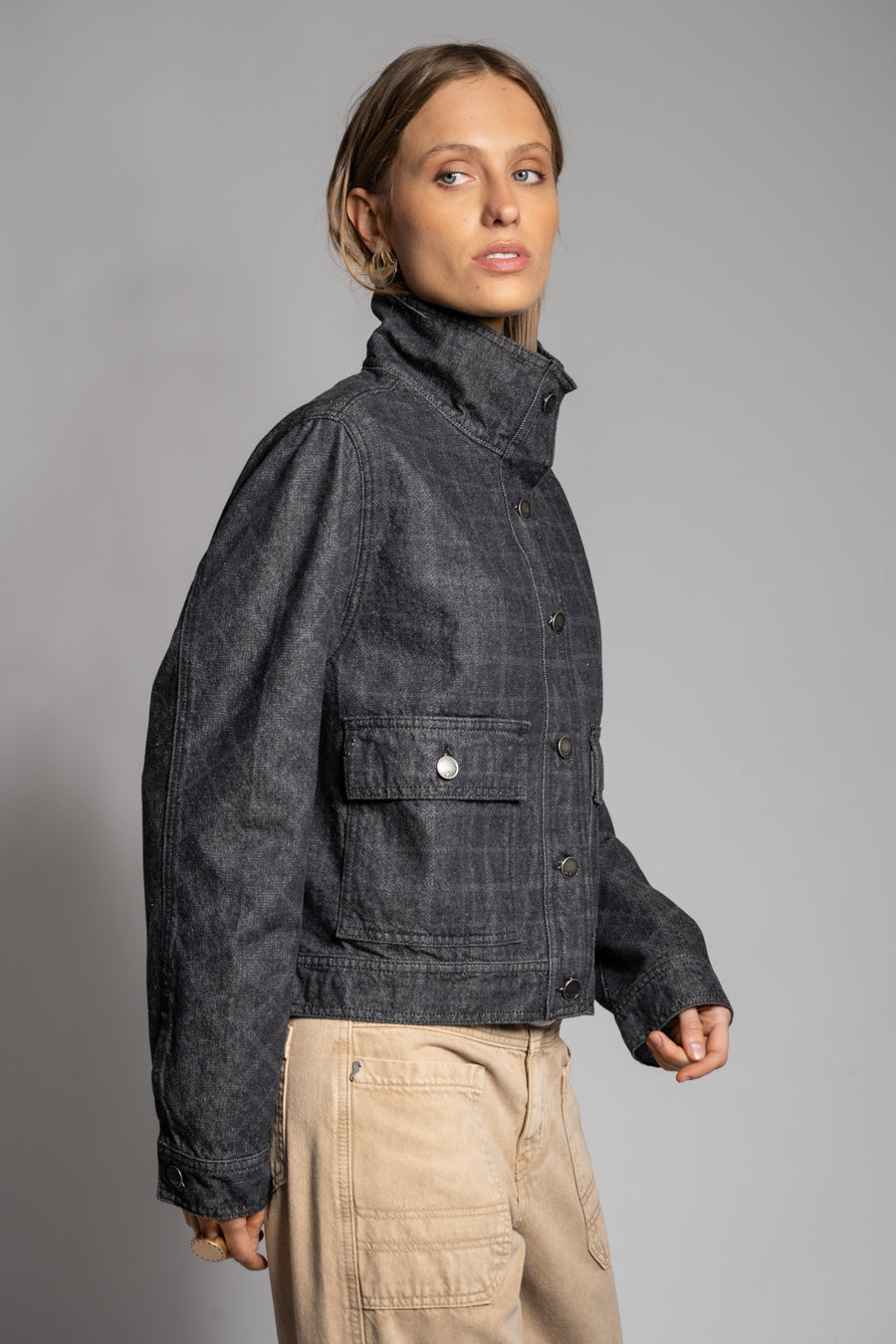 CHAQUETA TESSA CHECKS marengo