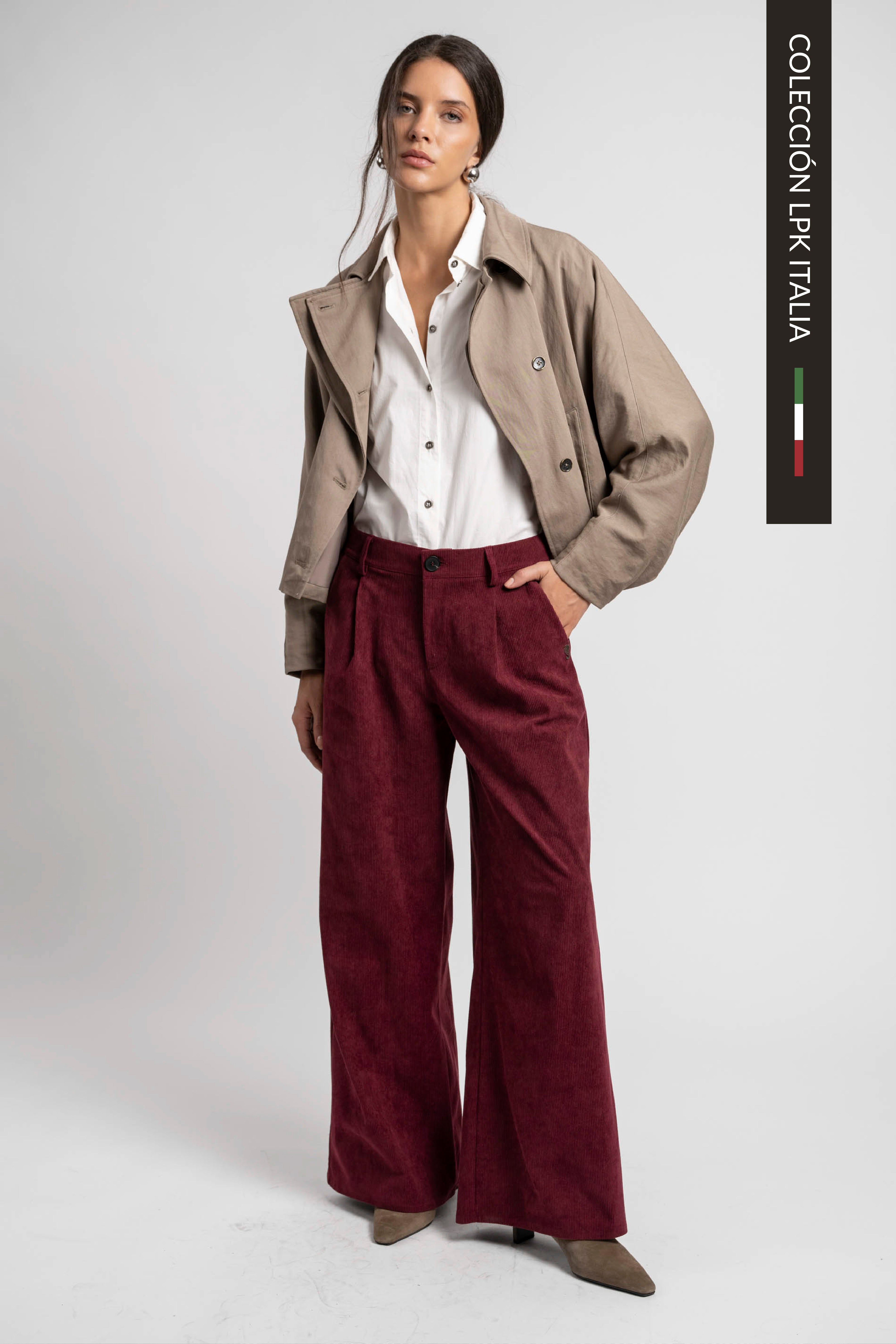 PANTALÓN VELLUTO burdeo