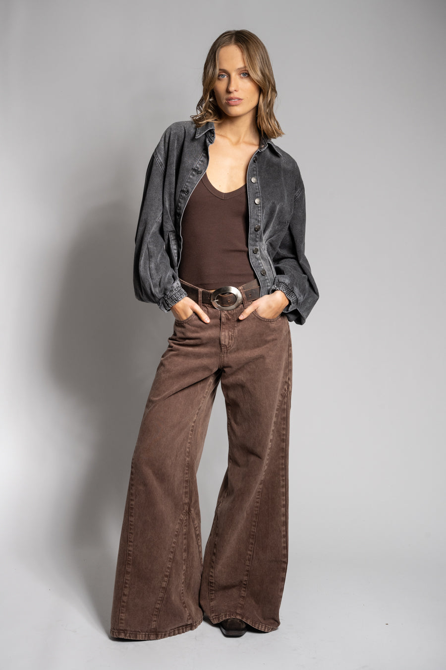 JEANS PALAZZO TIRO ALTO BERNARDA café