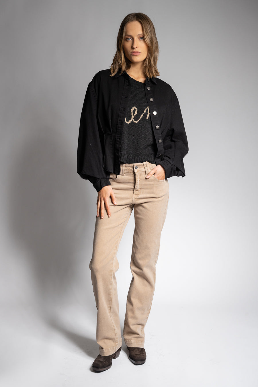 JEANS RECTO TIRO ALTO FRANCA beige