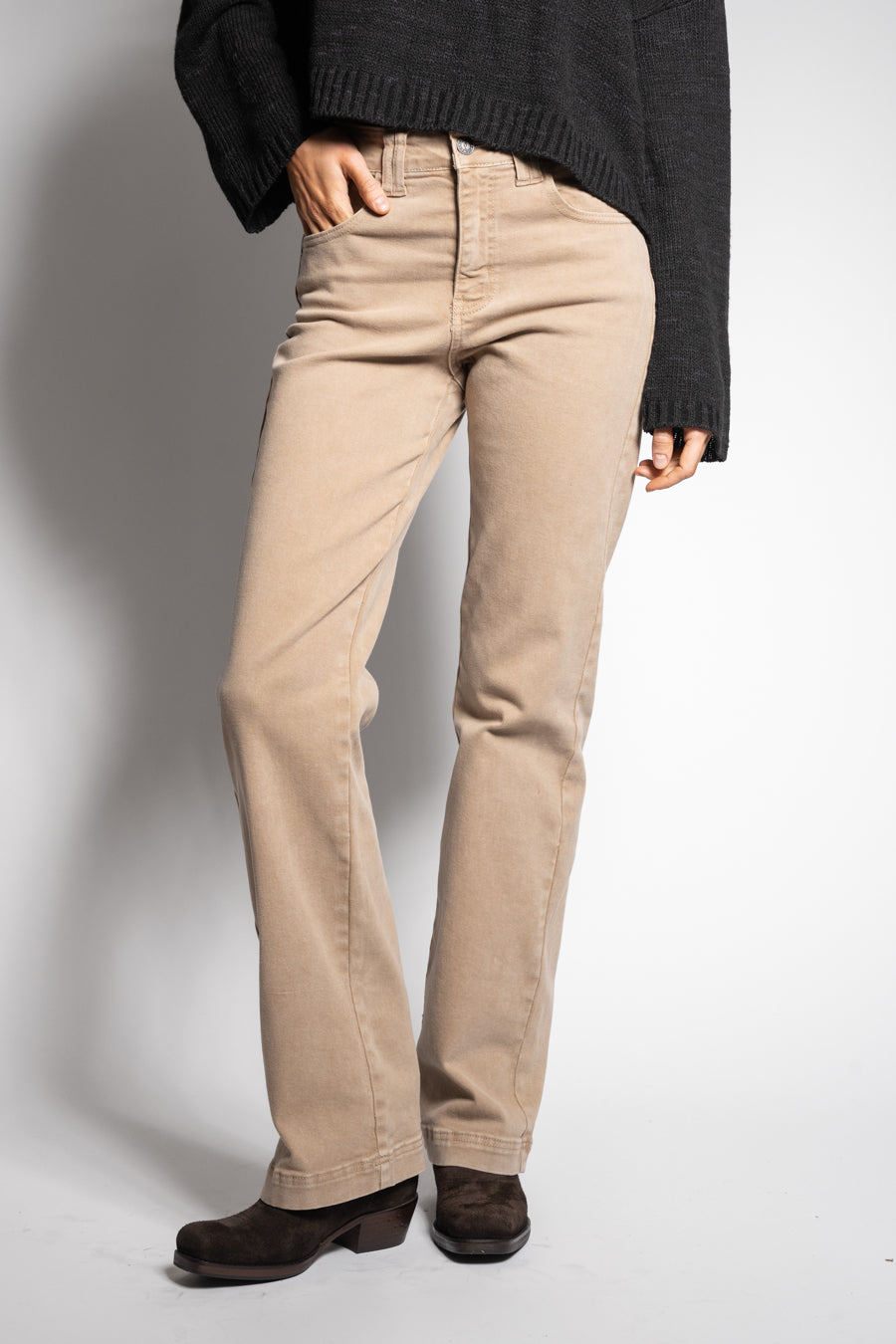 JEANS RECTO TIRO ALTO FRANCA beige