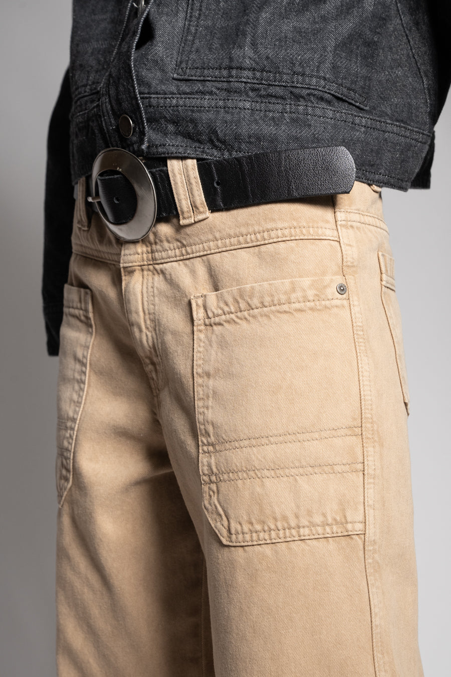 JEANS WIDE LEG TIRO ALTO TALI beige
