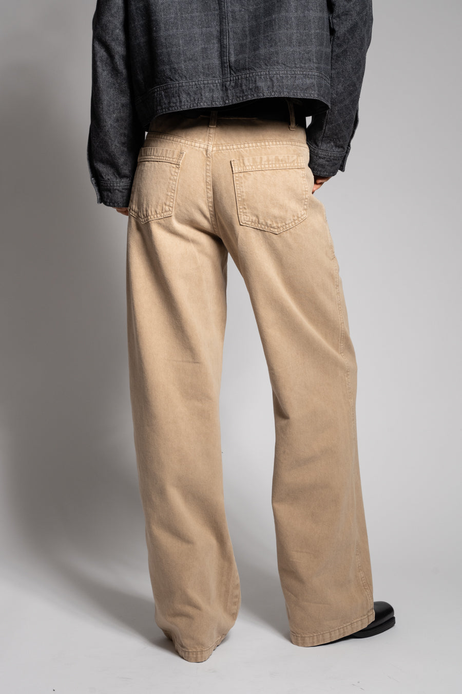 JEANS WIDE LEG TIRO ALTO TALI beige