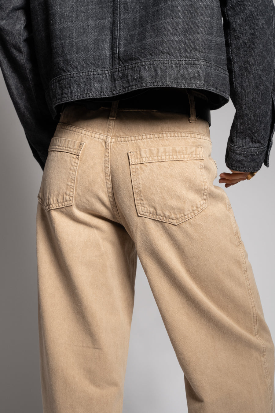 JEANS WIDE LEG TIRO ALTO TALI beige