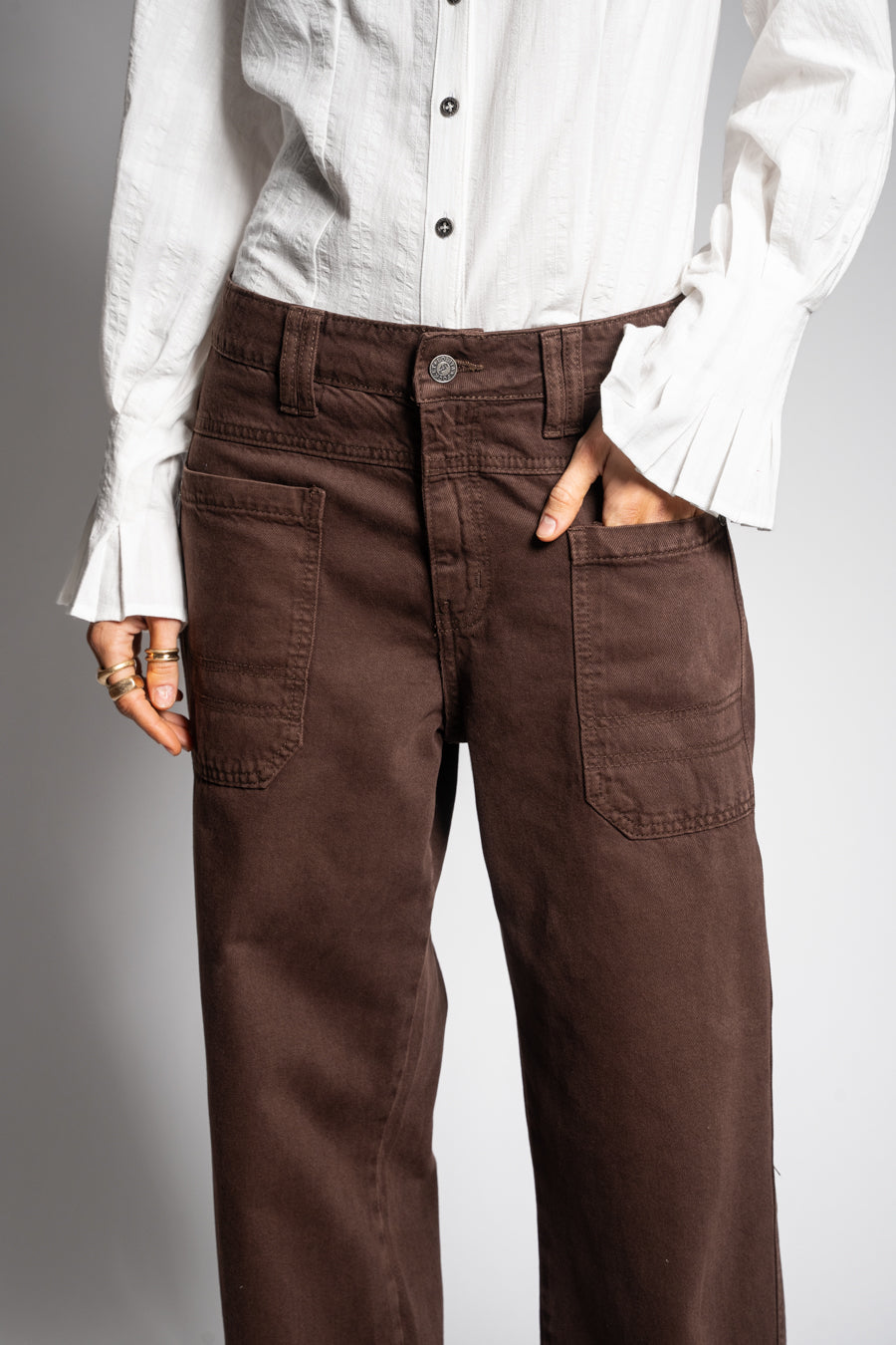 JEANS WIDE LEG TIRO ALTO TALI chocolate
