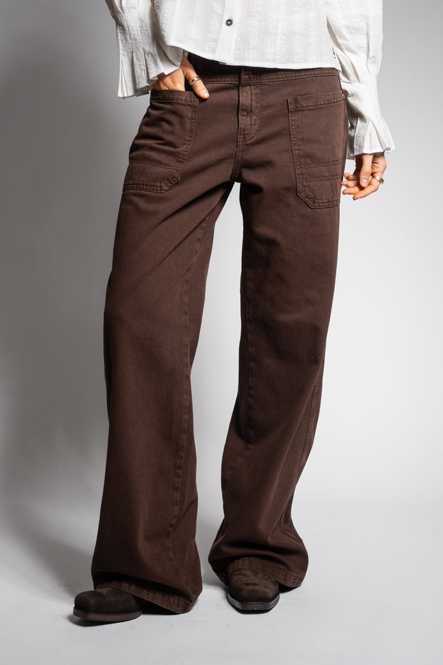 JEANS WIDE LEG TIRO ALTO TALI chocolate
