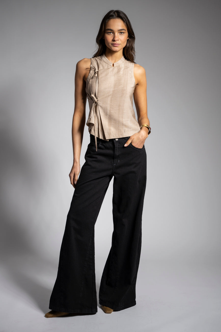 JEANS MUJER PALAZZO TIRO ALTO BERNARDA negro
