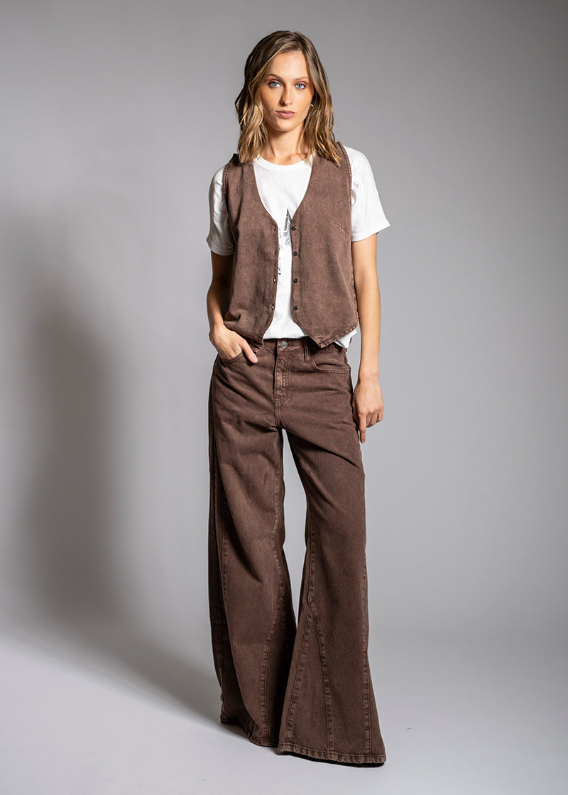 JEANS PALAZZO TIRO ALTO BERNARDA café