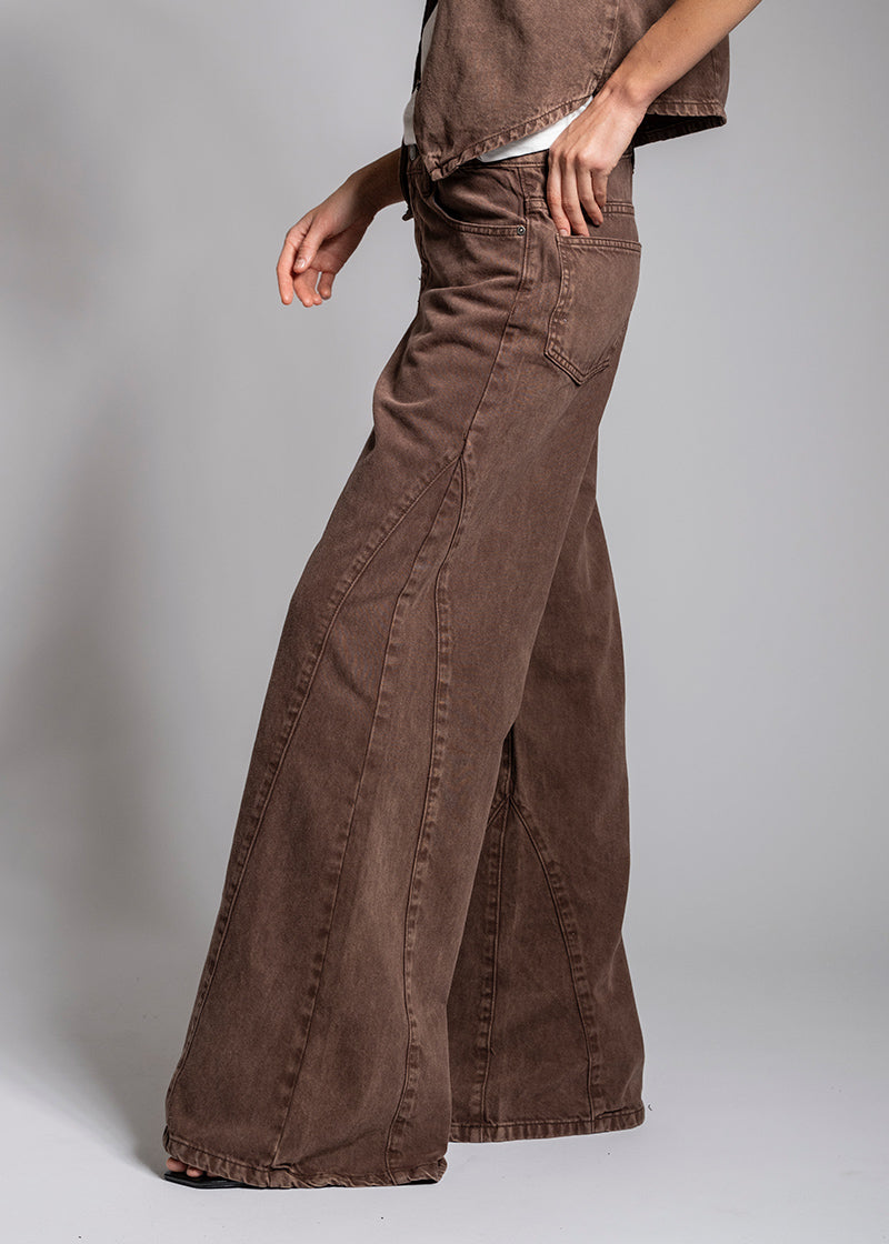 JEANS PALAZZO TIRO ALTO BERNARDA café