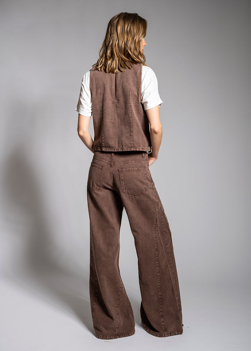 JEANS PALAZZO TIRO ALTO BERNARDA café