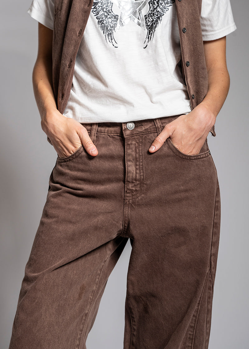 JEANS PALAZZO TIRO ALTO BERNARDA café