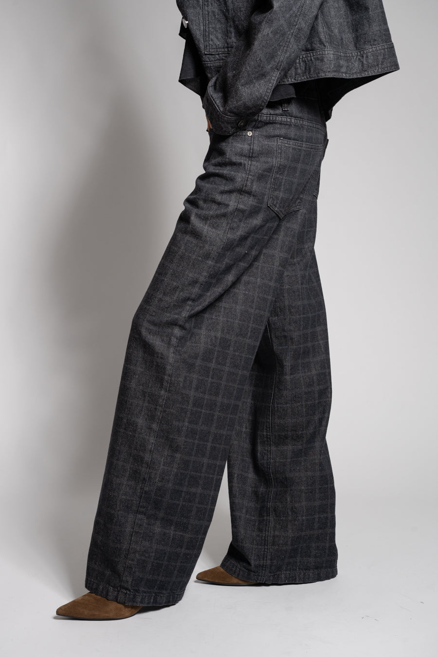 JEANS WIDE LEG JOSEFA CHECKS TIRO BAJO marengo