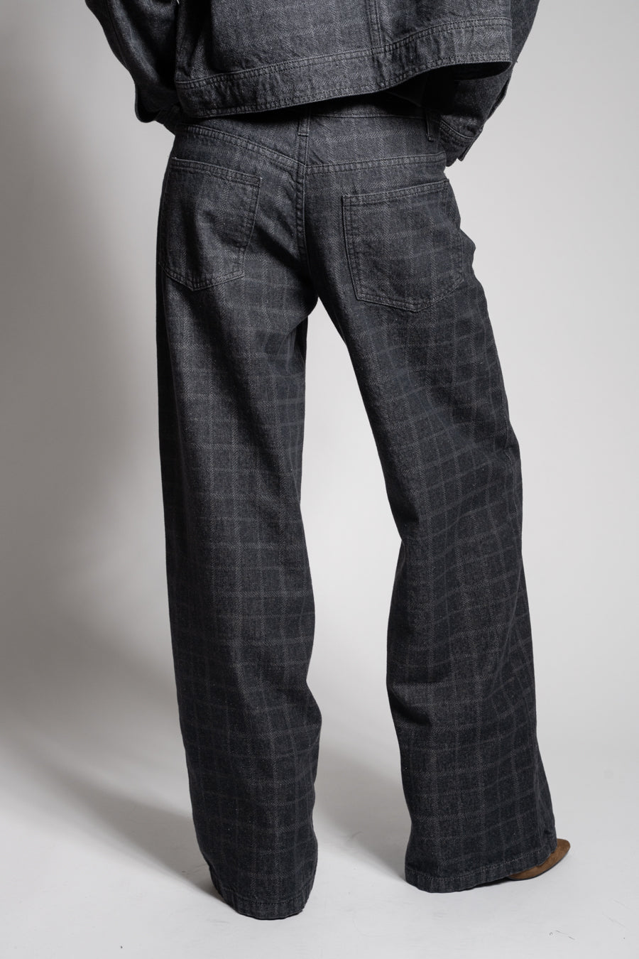 JEANS WIDE LEG JOSEFA CHECKS TIRO BAJO marengo