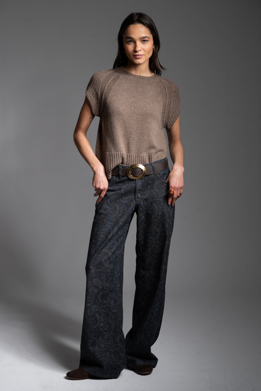JEANS JOSEFA WIDE LEG TIRO BAJO PAISLEY marengo