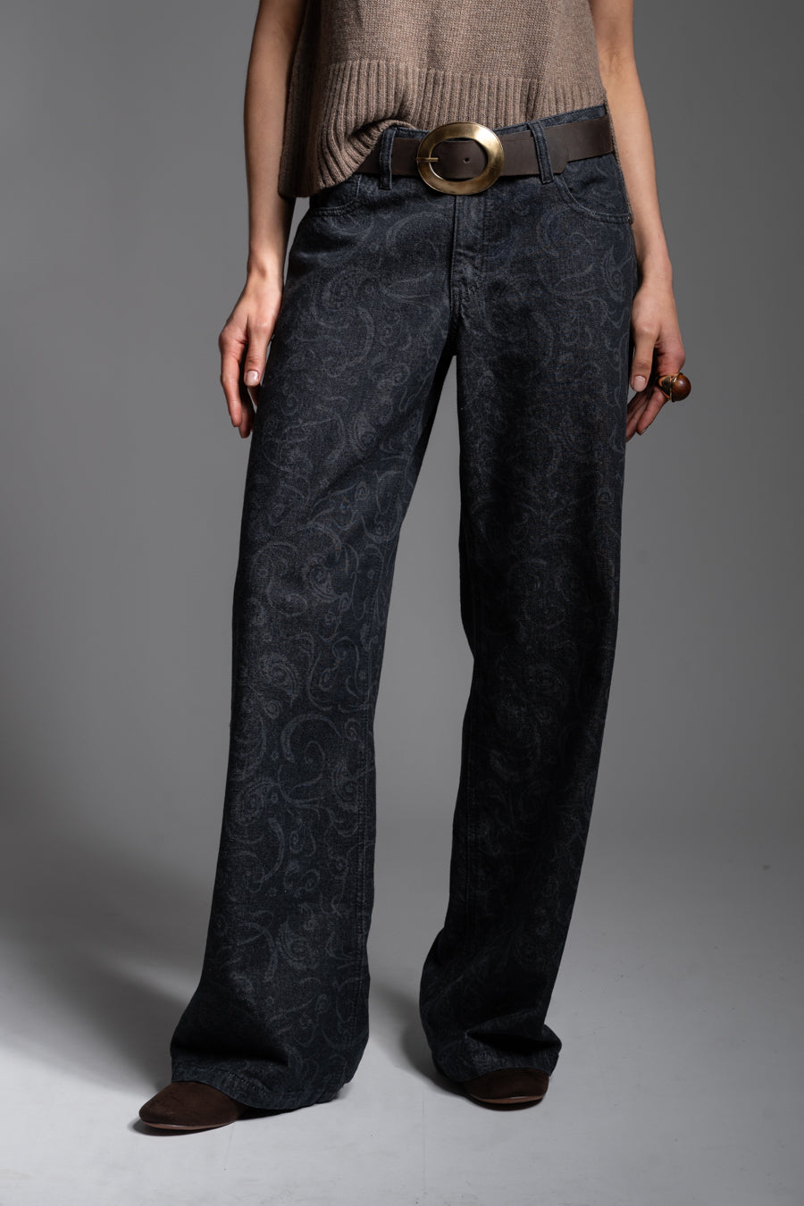 JEANS JOSEFA WIDE LEG TIRO BAJO PAISLEY marengo