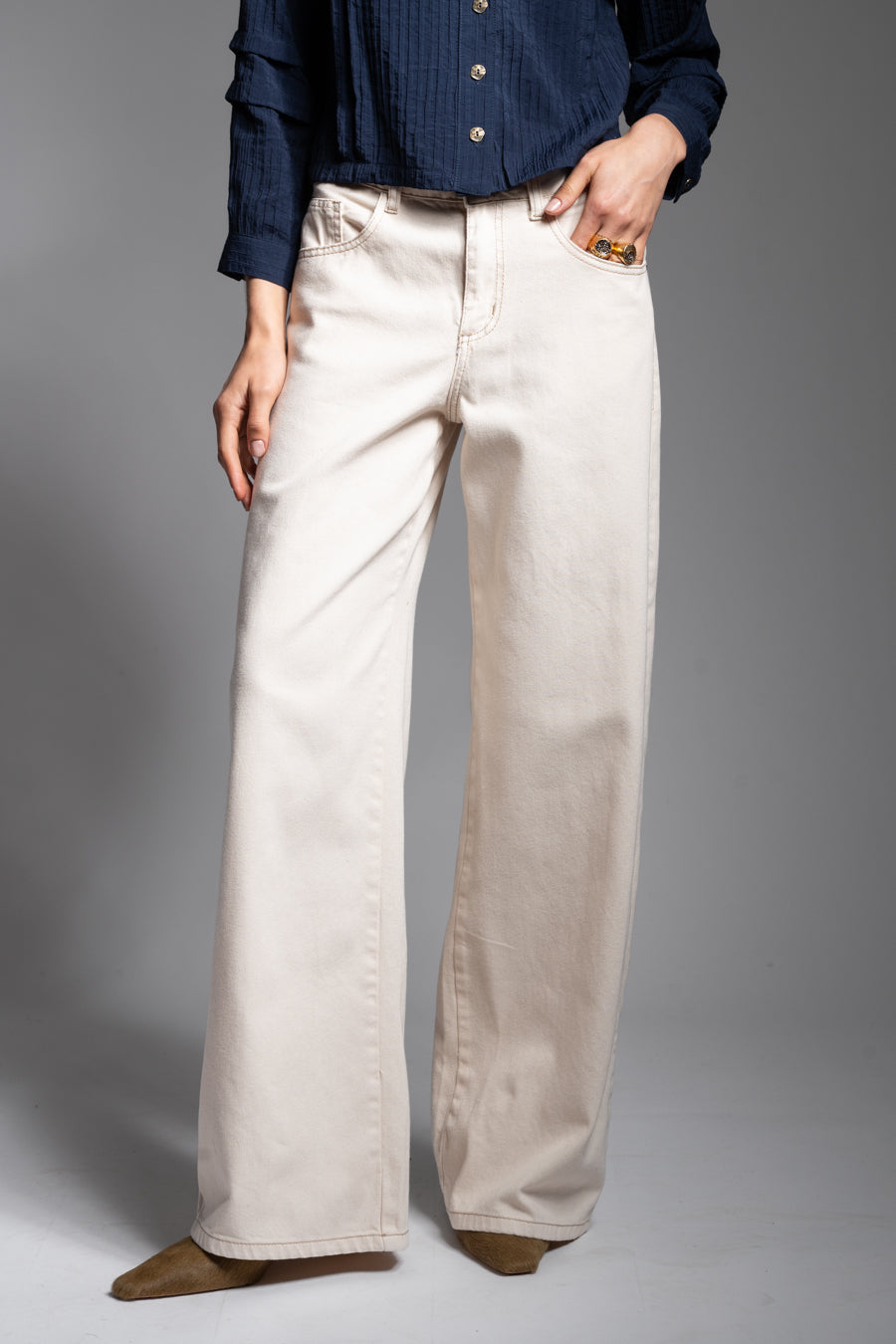 JEANS WIDE LEG TIRO ALTO JOSEFA crudo