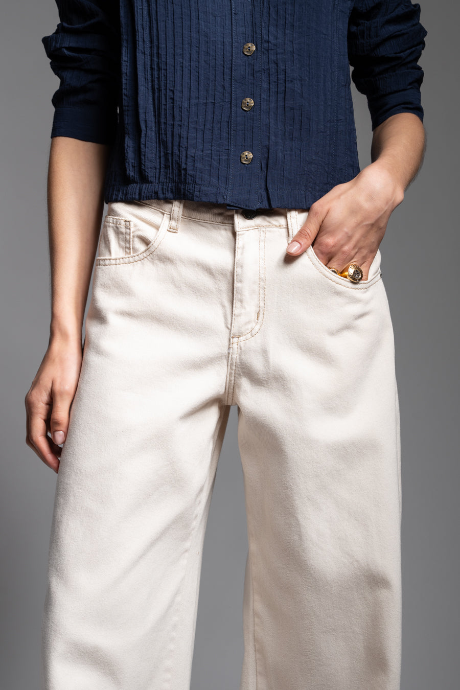 JEANS WIDE LEG TIRO ALTO JOSEFA crudo