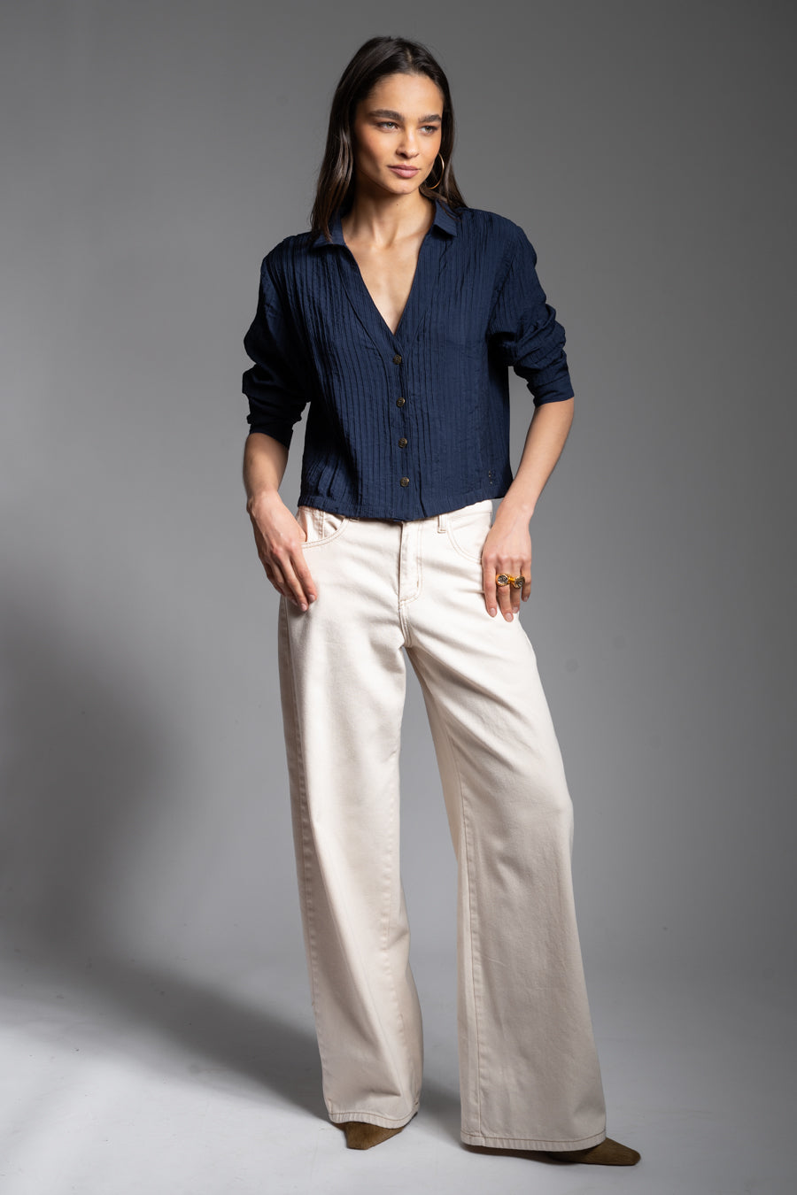 JEANS WIDE LEG TIRO ALTO JOSEFA crudo