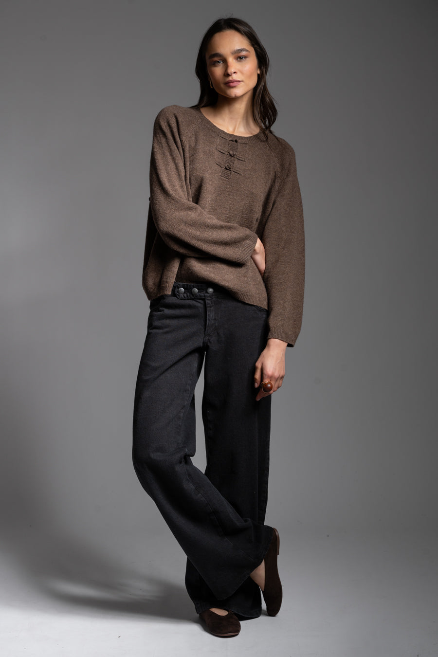 JEANS WIDE LEG TIRO BAJO LUCIANA negro