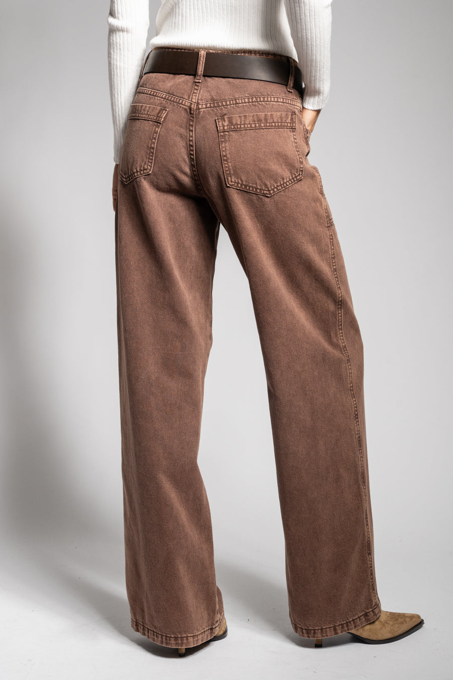 JEANS WIDE LEG TIRO ALTO TALI café