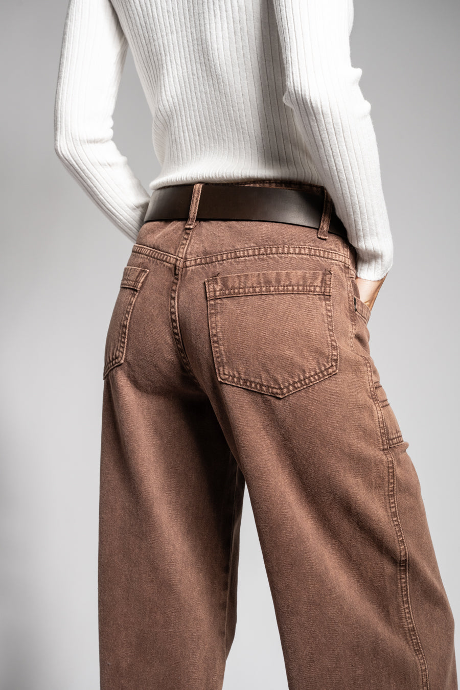 JEANS WIDE LEG TIRO ALTO TALI café