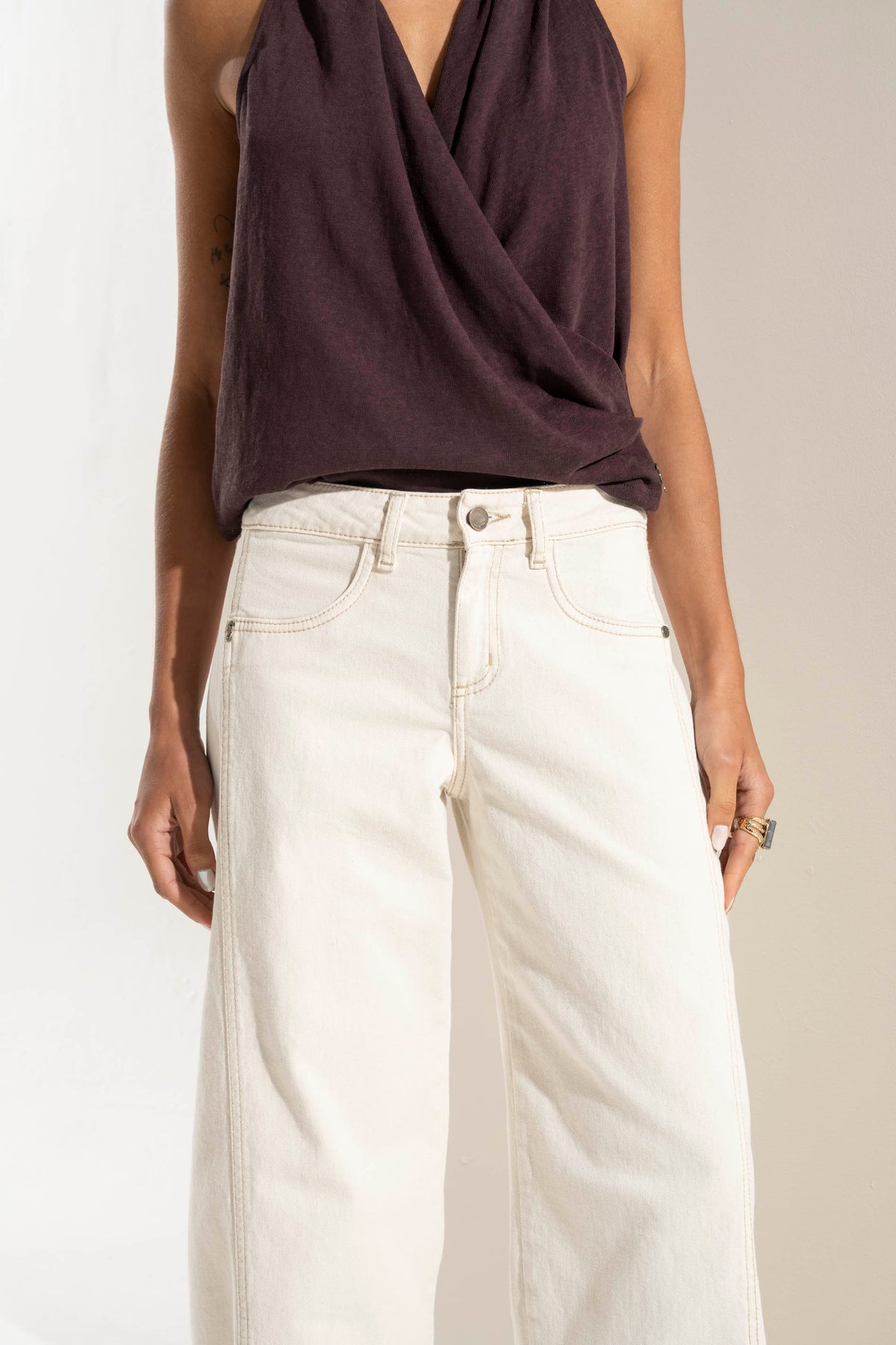JEANS MUJER PALAZZO TIRO MEDIO ANNA crudo